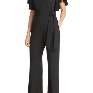 Eliza J Black Jumpsuit with Fitted Bodice and High-Quality Fabric